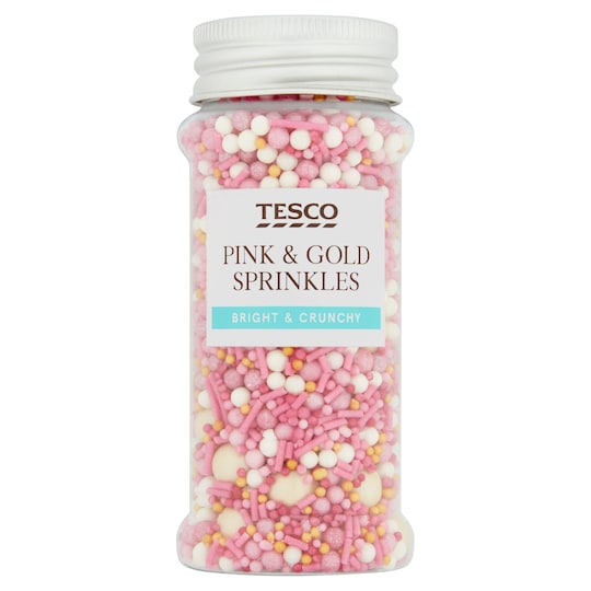 Tesco Pink And Gold Sprinkles 80G Tesco Groceries