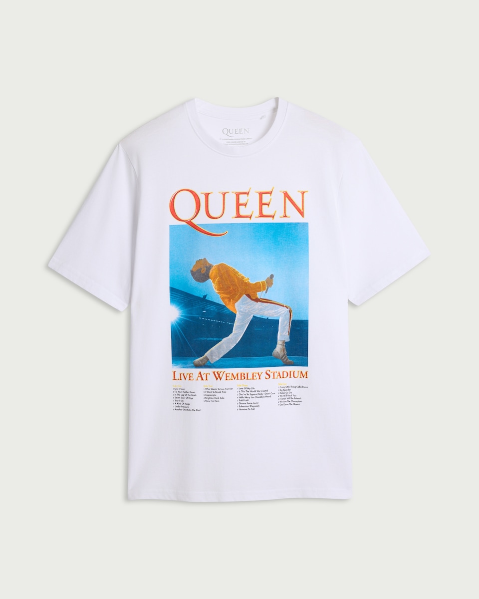 image 1 of Queen Wembley Stadium Pure Cotton T-Shirt in White