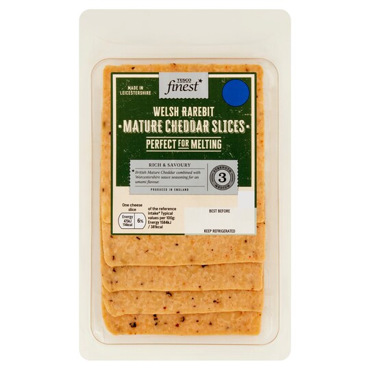 Tesco Finest Welsh Rarebit Mature Cheddar Slices 150G Tesco Groceries