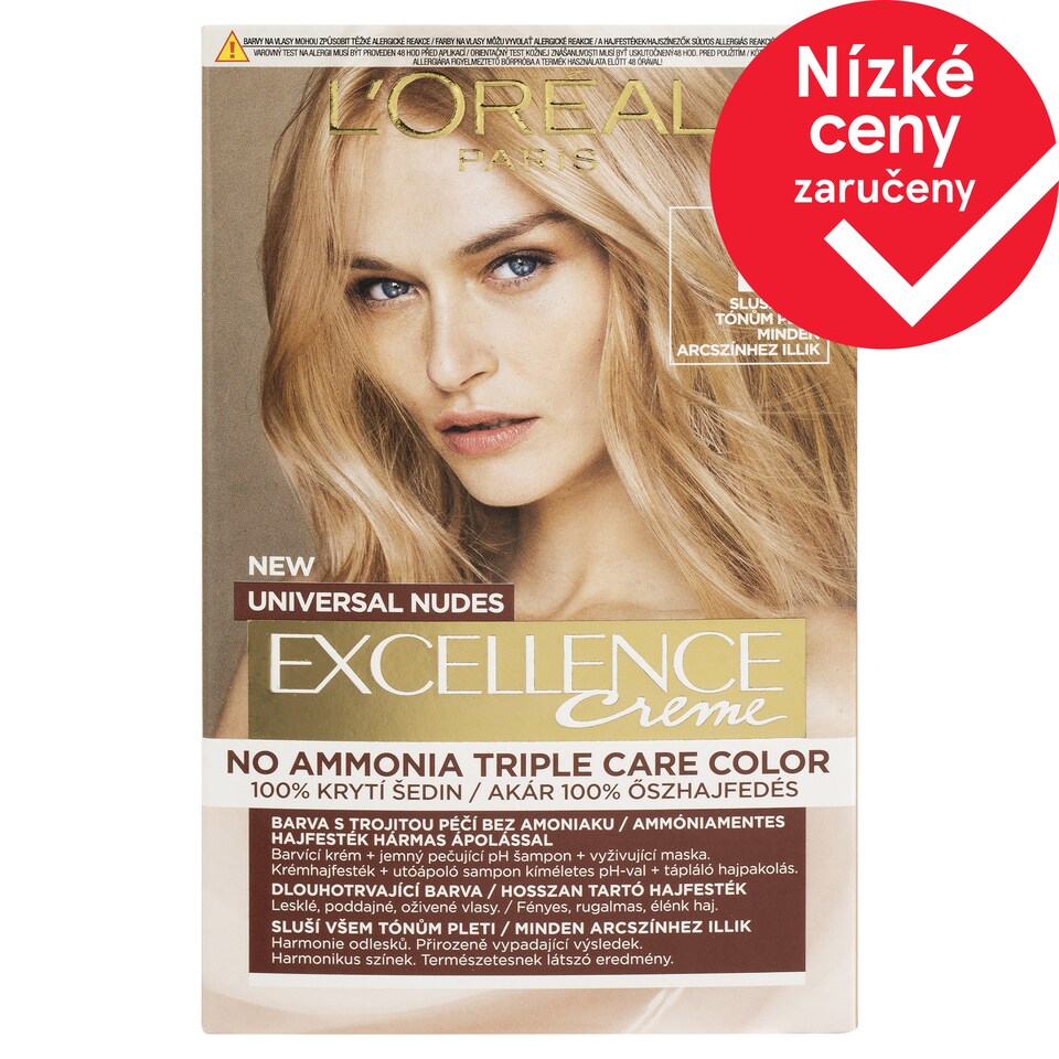 L'Oréal Paris Excellence Nudes 9 U Blond velmi světlá, 72 ml + 48 ml + 12 ml + 60 ml