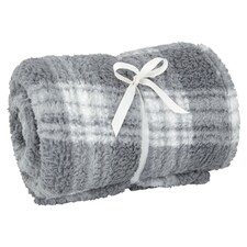 F&F Home Teddy Check Throw - Graphite