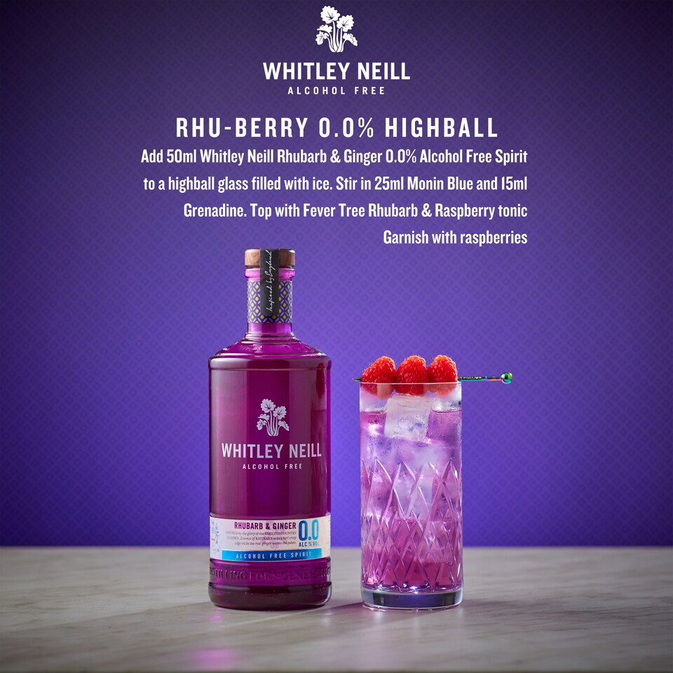 image 1 of Whitley Neill Rhubarb and Ginger Non alcoholic 0.0% Gin 70cl
