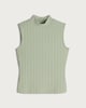 image 4 of F&F Ribbed Turtle Neck Sleeveless Top in Khaki