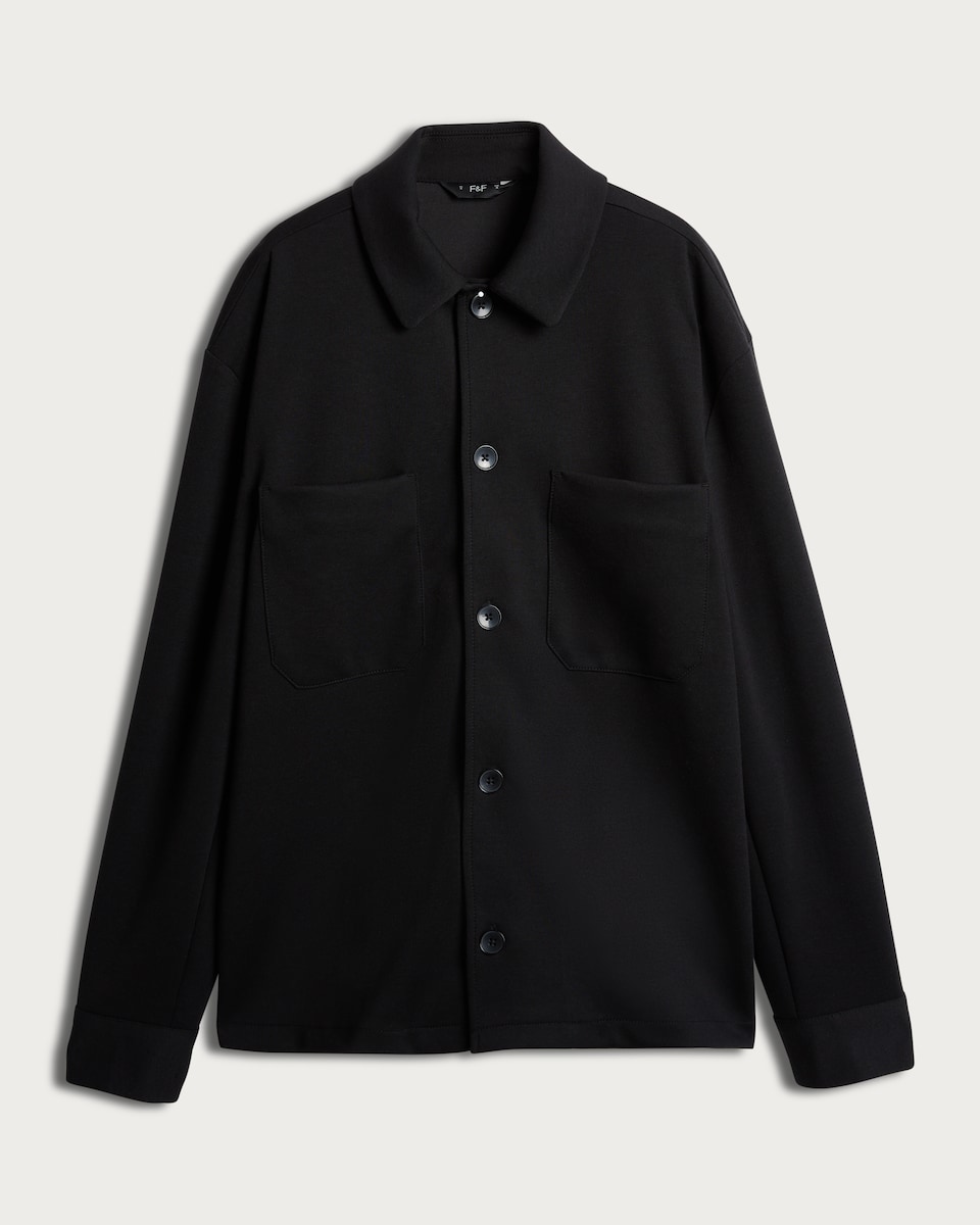 image 1 of The F&F Edit Cupro Co-ord Shirt Jacket in Black