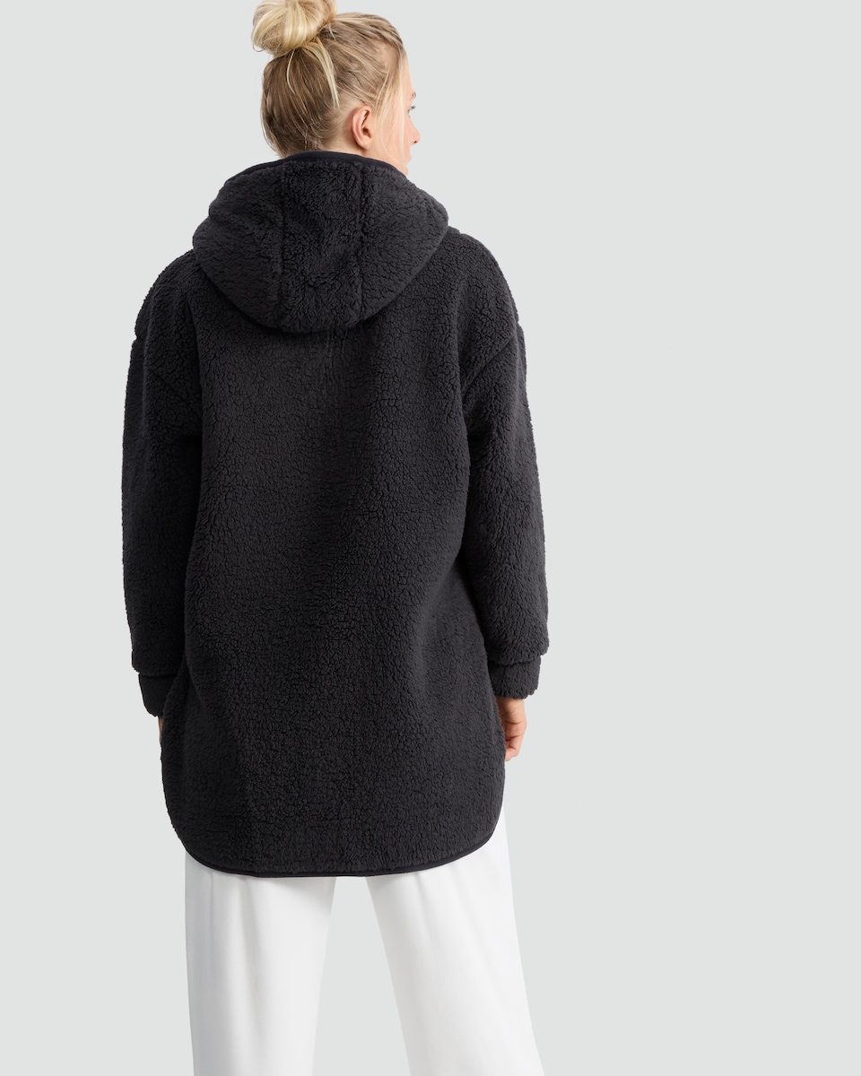 image 1 of F&F Fleece Pocket Front Hooded Pyjama Jacket in Grey