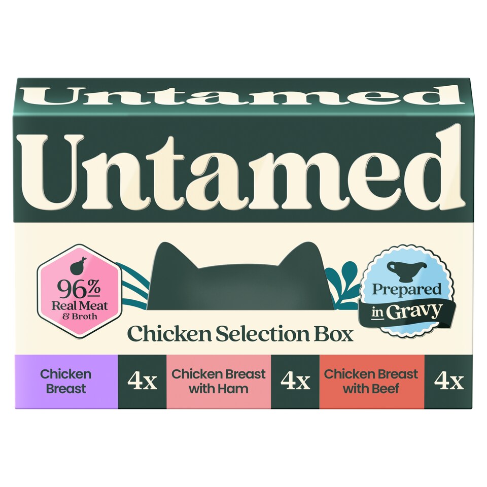 image 1 of Untamed Chicken Selection Box in Gravy Cat Food 12 x 75G 
