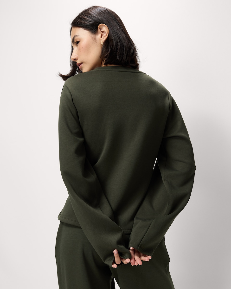 image 1 of F&F Scuba Long Sleeved Top in Olive