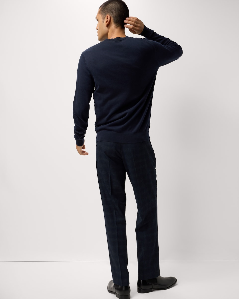 image 1 of F&F Tailored Fit Checked Formal Trousers in Navy