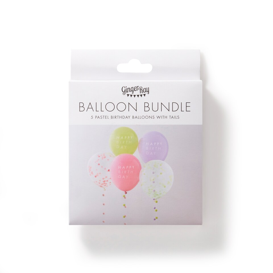 image 1 of Ginger Ray Ombre 5 Pack 'Happy Birthday' Balloons