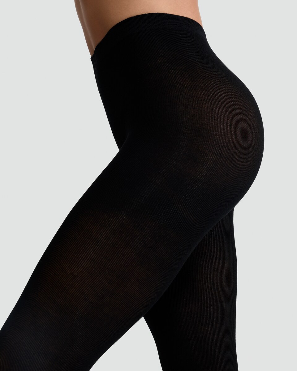 image 1 of F&F 100 Denier Cotton Tights in Black