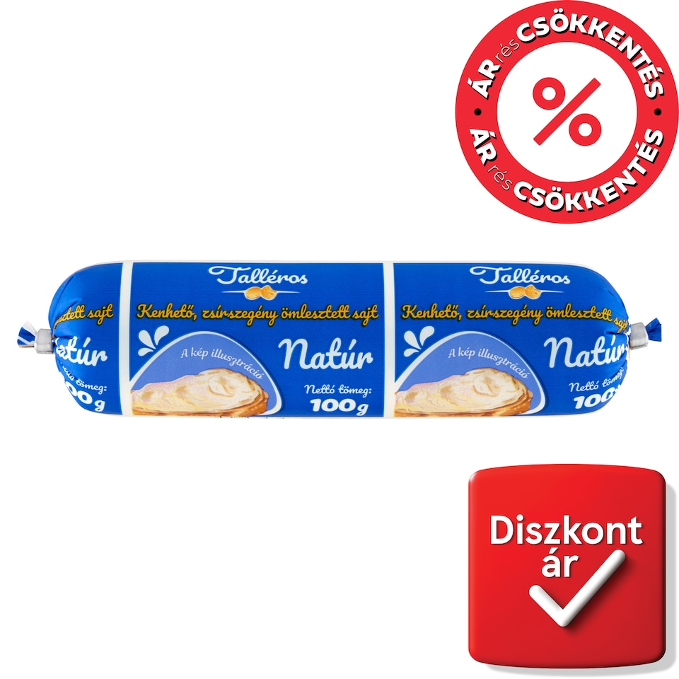Talléros natúr, kenhető, zsírszegény ömlesztett sajt 100 g  1. kép