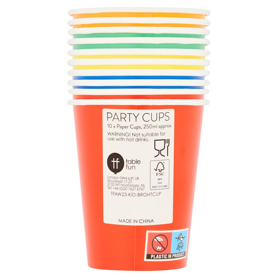 Multi Bright Colour Party Cup 10 Pack