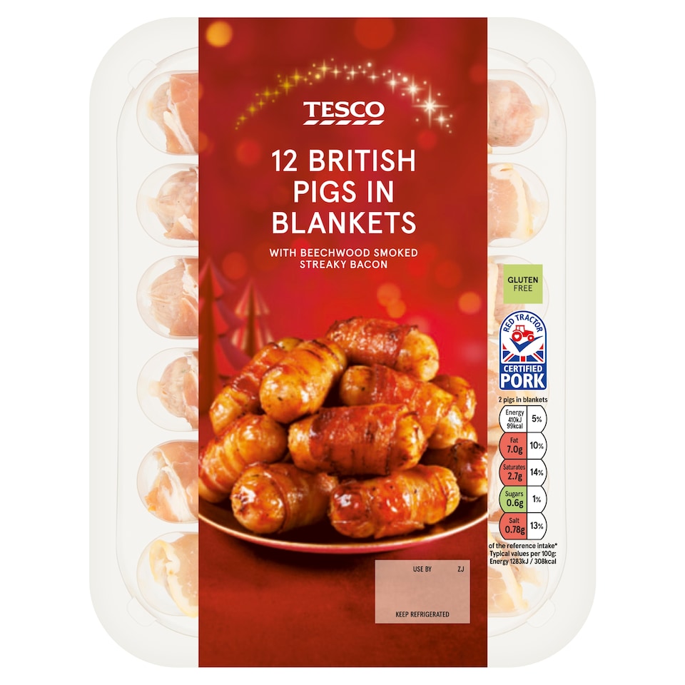 Tesco 12 British Pigs In Blankets 222G