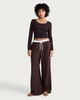 image 1 of OH ME OH MY Cotton Rich Ruched Side Long Sleeved Top in Chocolate