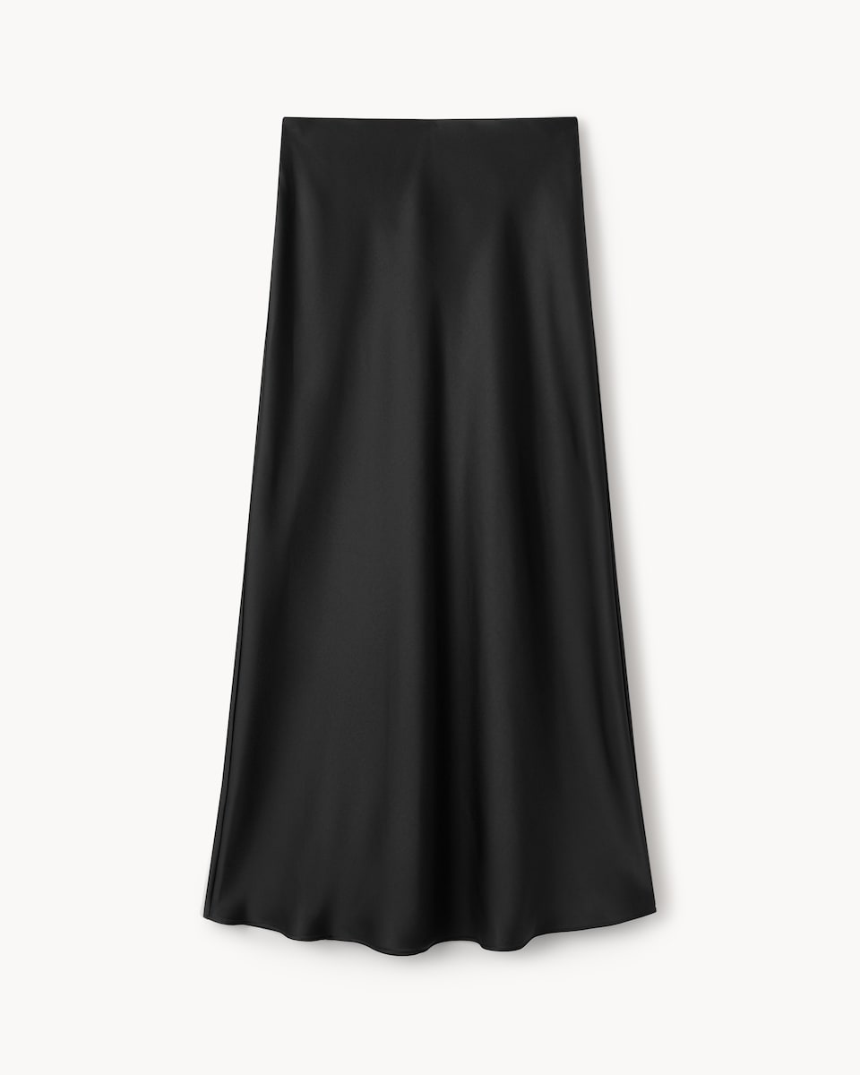 image 1 of F&F Satin Midi Slip Skirt in Grey