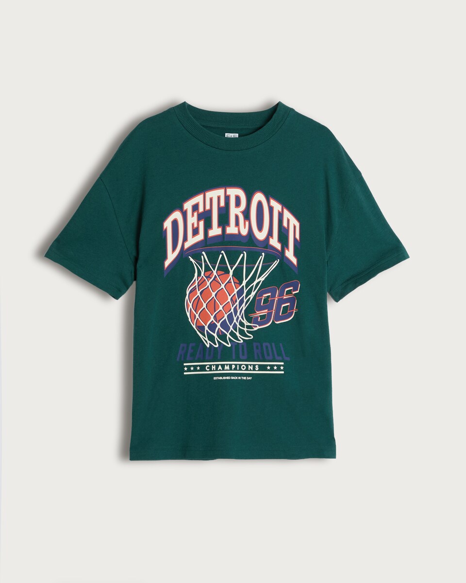 F&F Boys Pure Cotton Slogan Short Sleeved T-Shirt in Green