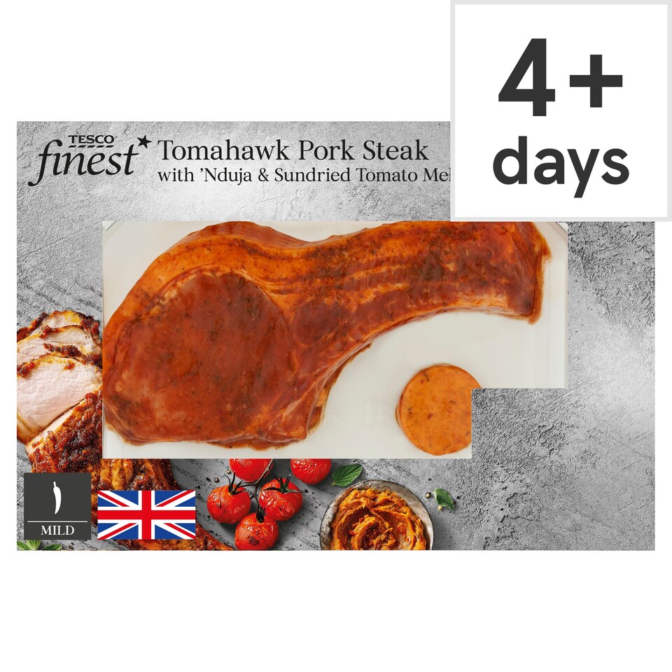 Tesco Finest Tomahawk Pork Steak with 'Nduja and Sundried Tomato Melt  