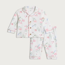 F&F Baby Pure Cotton Floral Print Pyjama Set in Pink