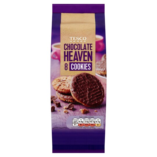 Tesco Heavenly 8 Chocolate Cookies 200G Tesco Groceries