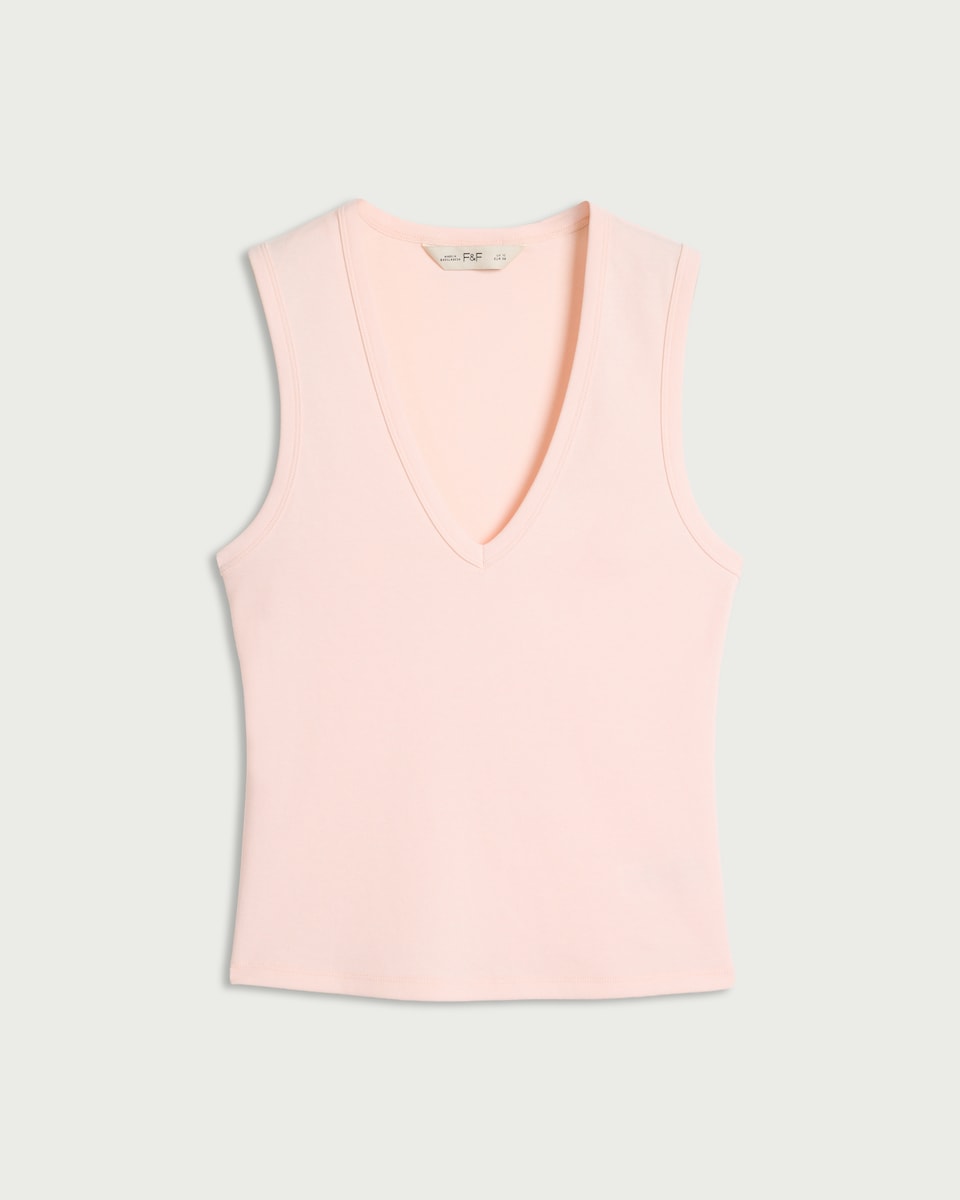 image 1 of F&F V-Neck Vest in Pink