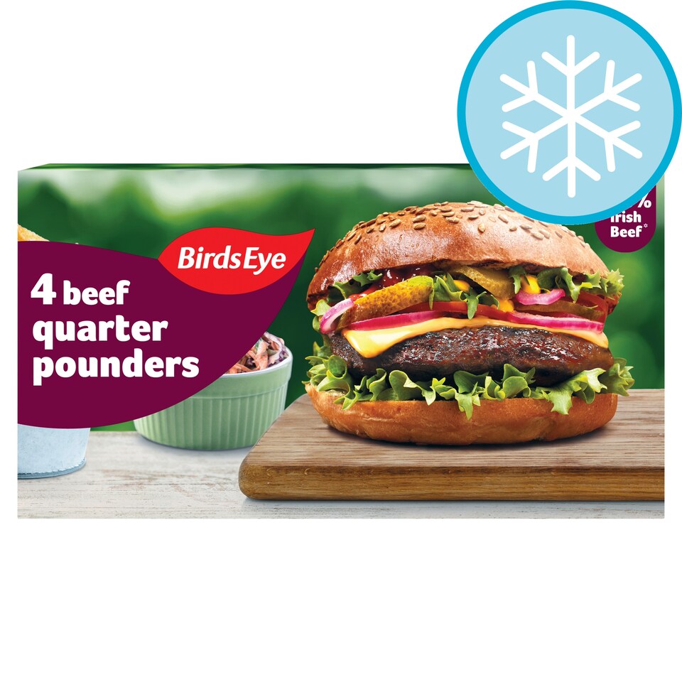 Birds Eye 4 Beef Quarter Pounders 454G