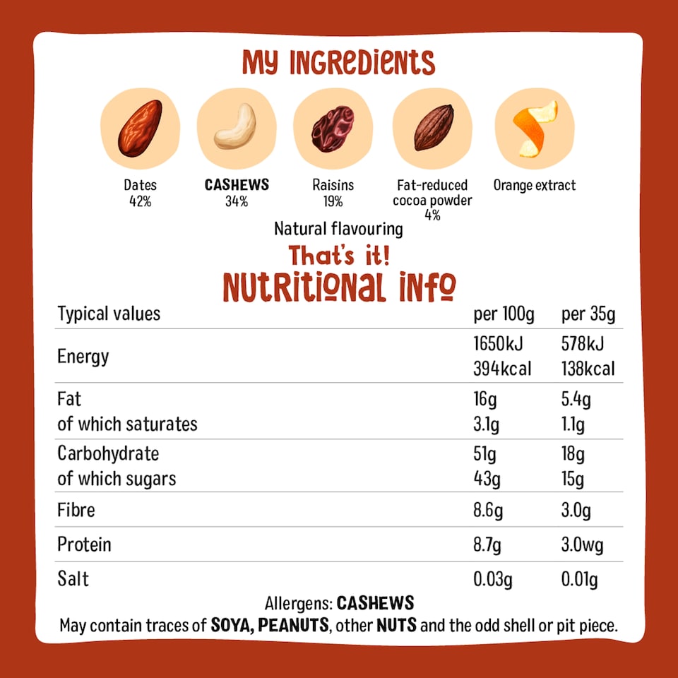 image 1 of Nakd Cocoa Orange Gluten Free Bar 35G