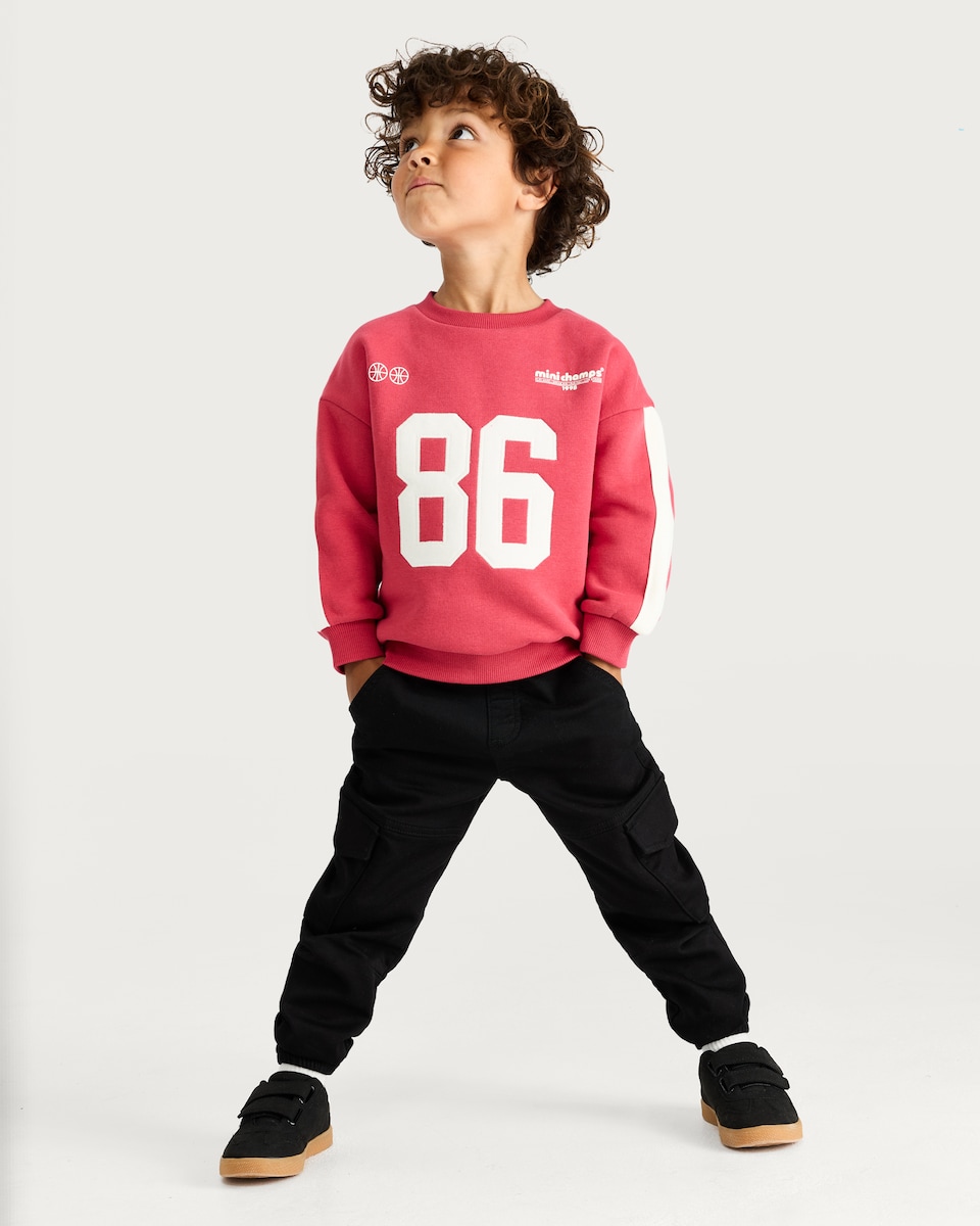 image 1 of F&F Boys Cotton Rich Mini Champs 86 Sweatshirt in Red