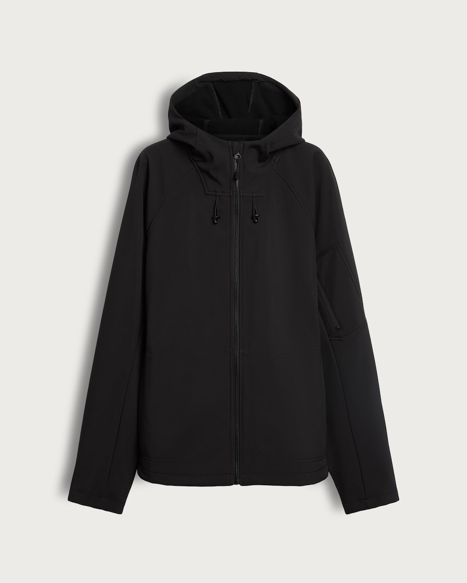 image 1 of F&F Hooded Zip Up Shower Resistant Jacket in Black