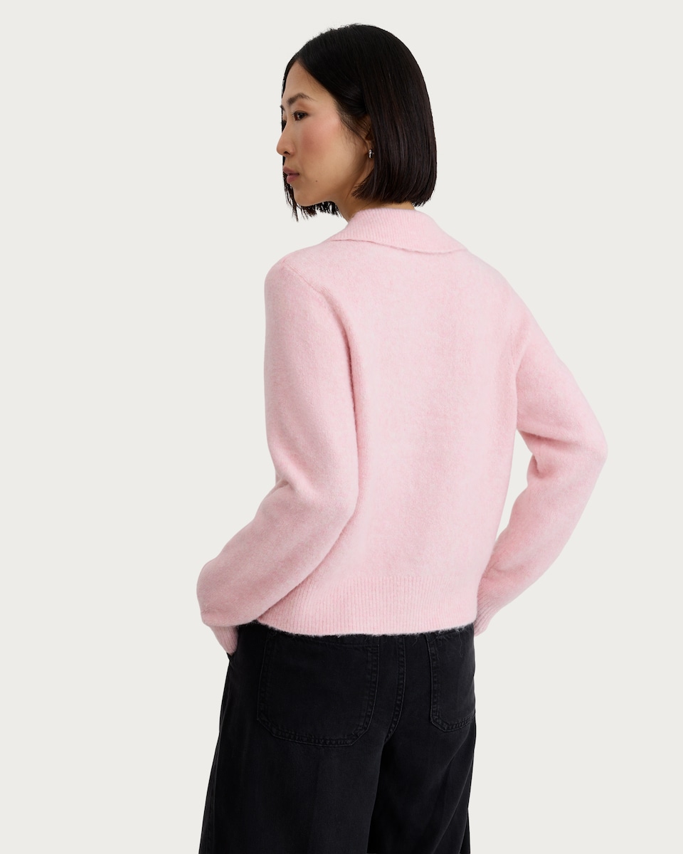 image 1 of F&F Knitted Collared Button Front Cardigan in Pink