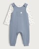 image 1 of F&F Baby Cotton Rich Car Print Bodysuit and Dungarees Set in Blue