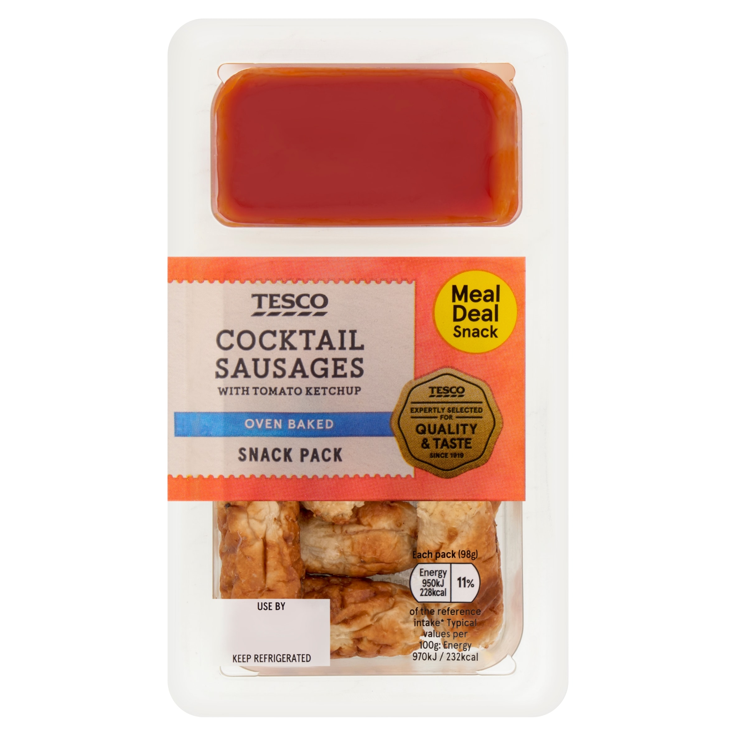 Tesco Cocktail Sausages & Ketchup Dip 98G