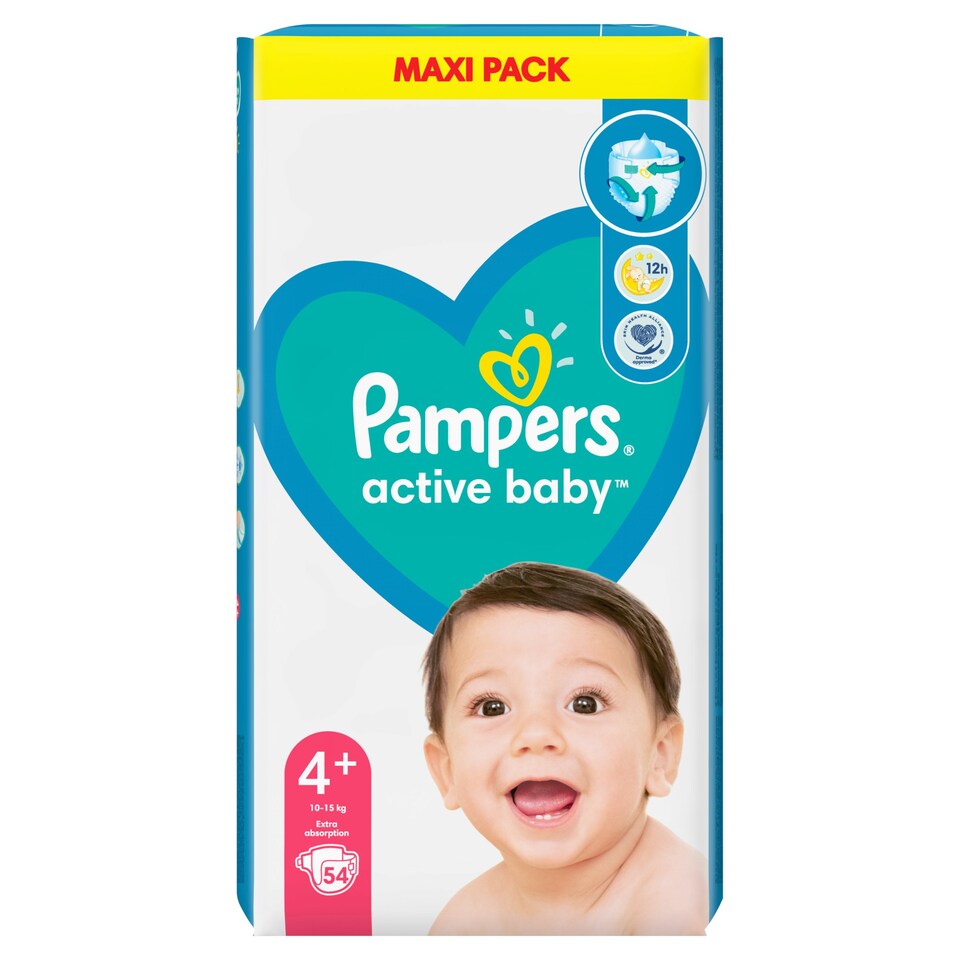 Pampers Active Baby Pelenka, Méret: 4+, 54 db, 10kg-15kg