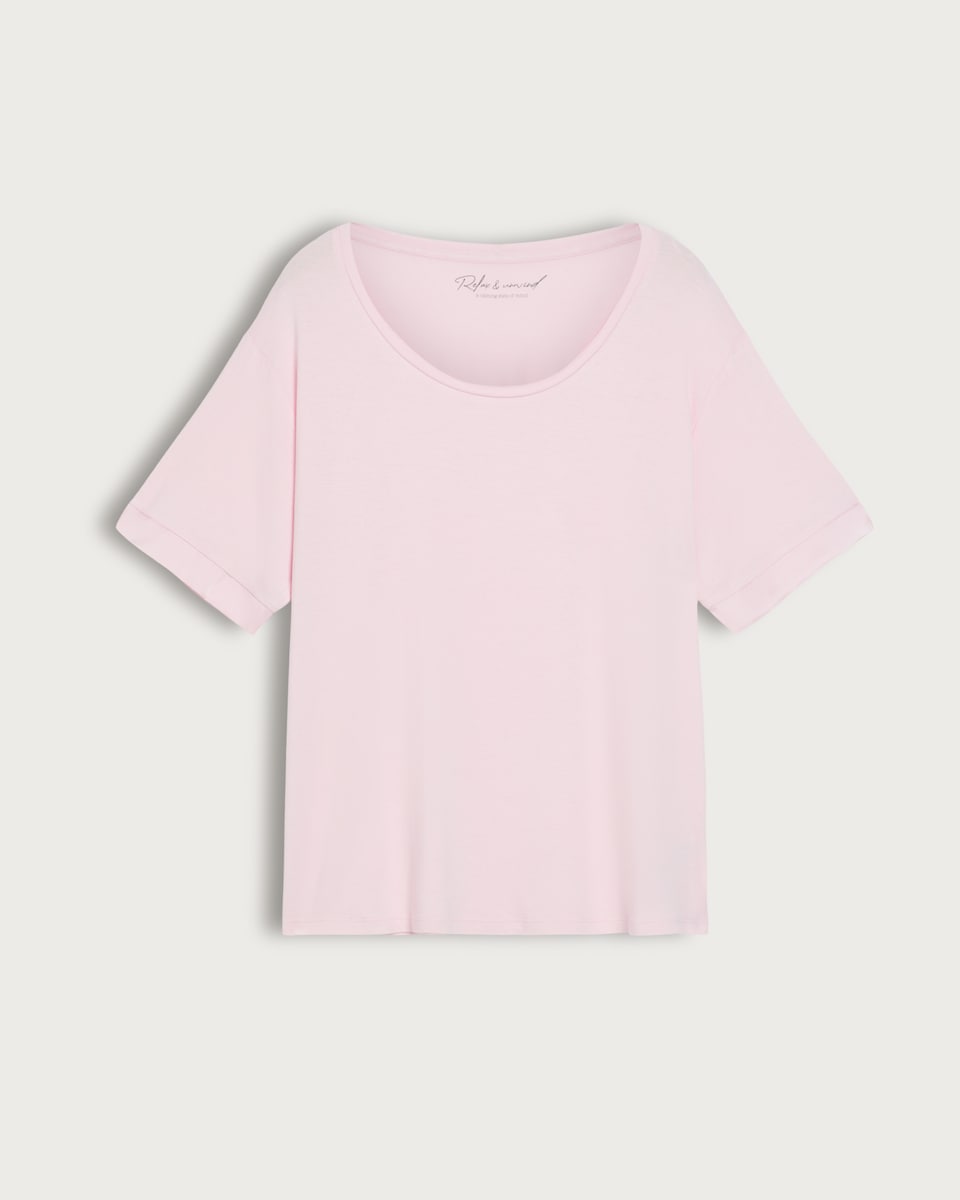 image 1 of F&F Scoop Neck Short Sleeved Pyjama Top in Pink