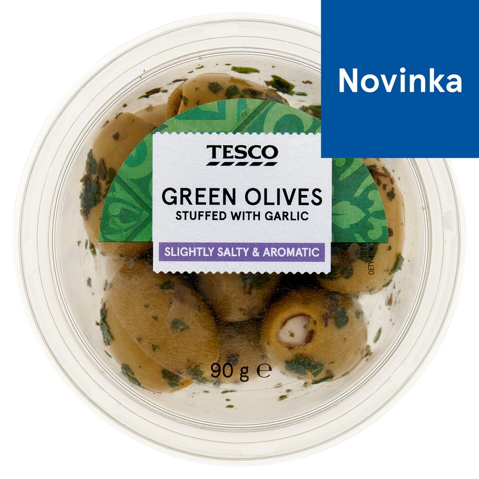 Tesco Green Olives Stuffed with Garlic 90 g