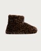image 1 of F&F Faux Fur Leopard Print Boot Slippers in Brown