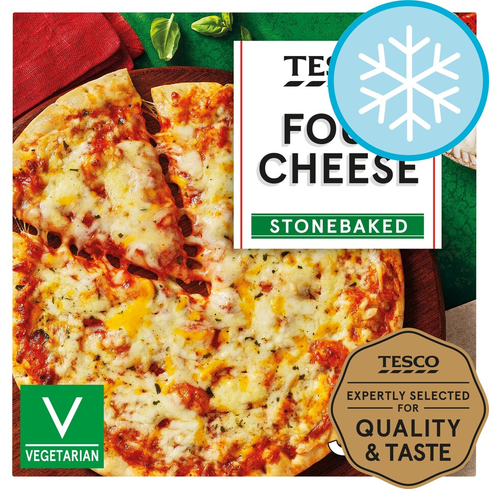 Tesco Stonebaked Thin Four Cheese Pizza 330G