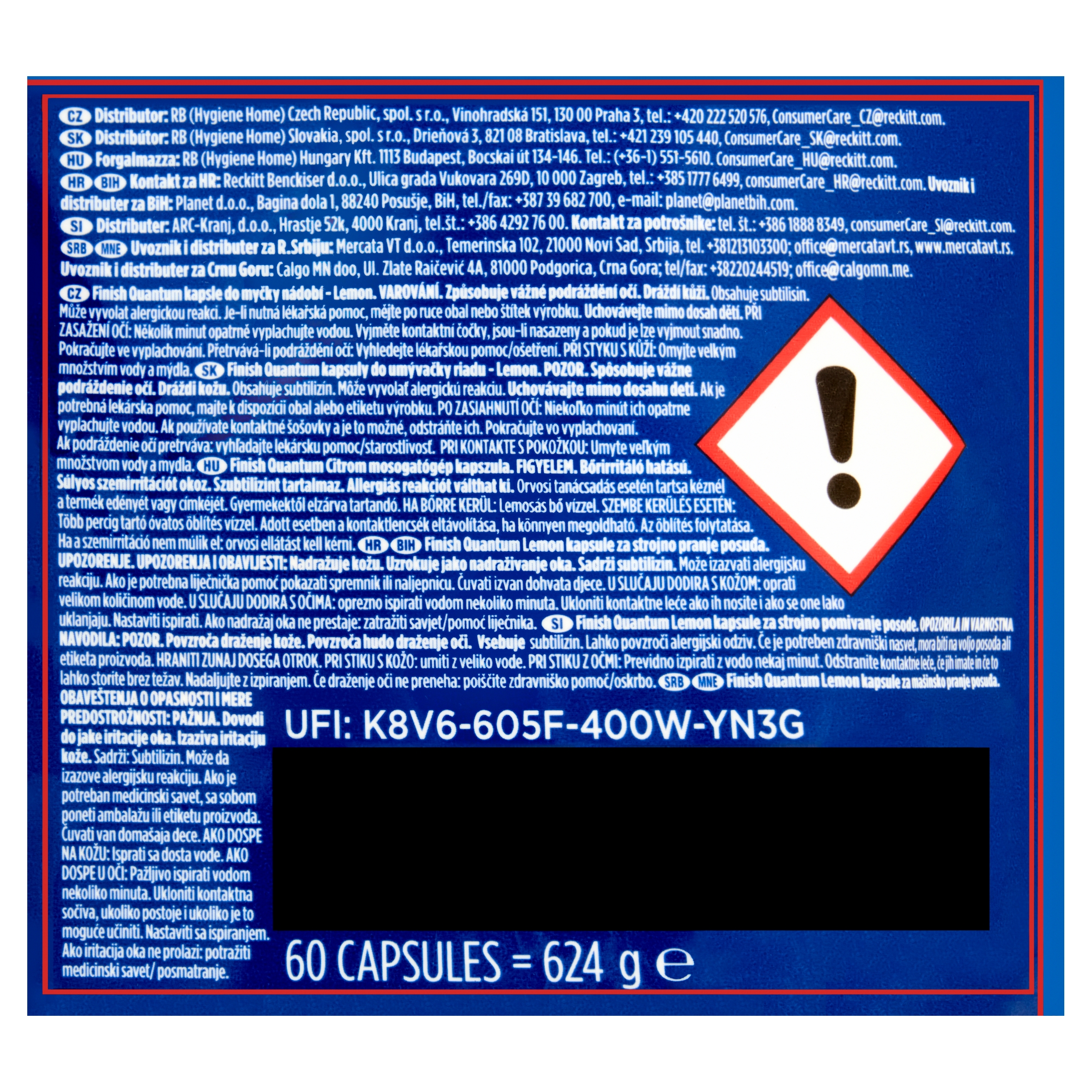 obrázok 3 z Finish Powerball Quantum All in 1 Lemon kapsuly do umývačky riadu 60 ks 624 g