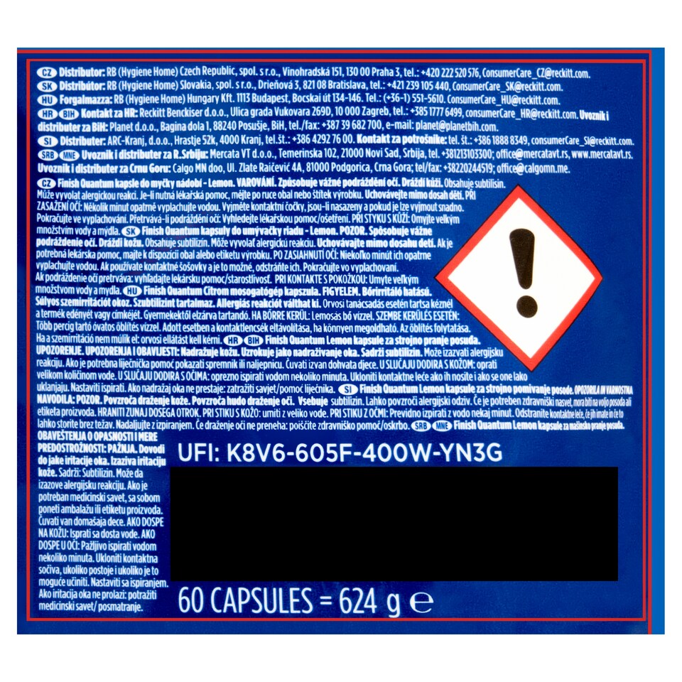 obrázok 1 z Finish Powerball Quantum All in 1 Lemon kapsuly do umývačky riadu 60 ks 624 g