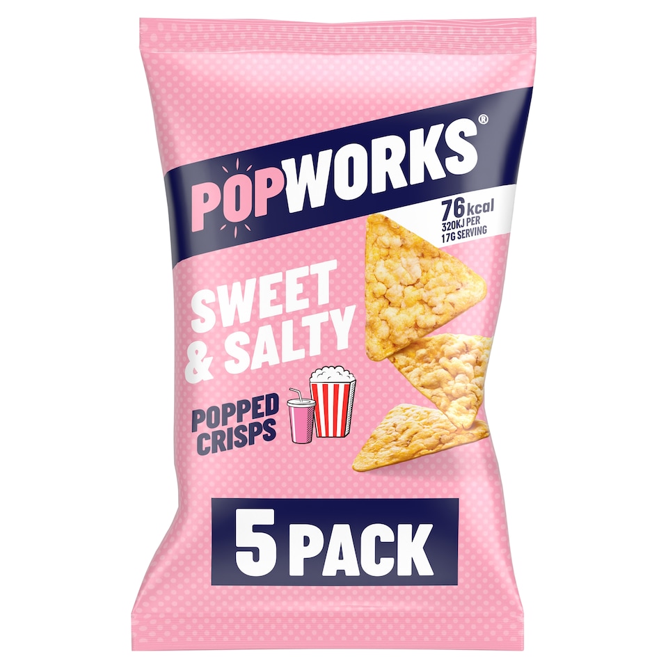 image 1 of Popworks Sweet & Salty Multipack Popped Crisps 5x17g