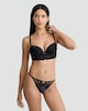 image 1 of F&F Floral Lace Corset Style Longline Bra in Black