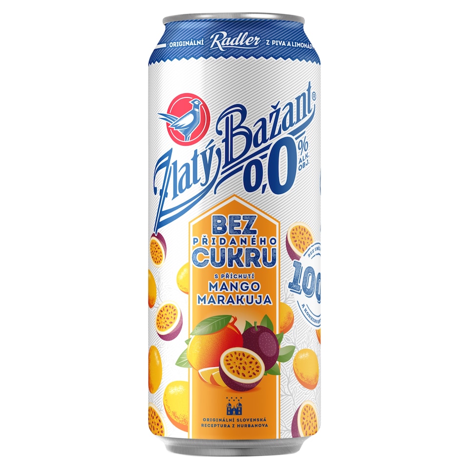 Zlatý Bažant Radler bez přidaného cukru s příchutí manga a marakuji 500ml