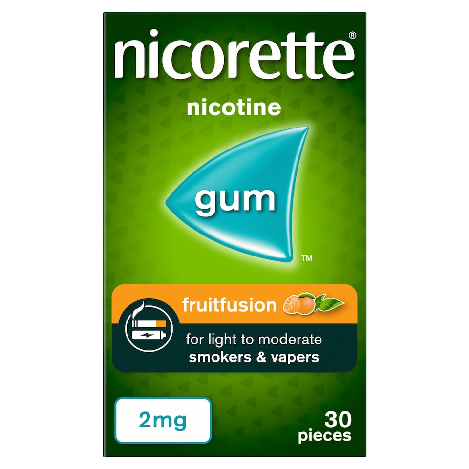 image 1 of Nicorette Stop Smoking Aid 2mg Nicotine Gum - Fruitfusion 30s
