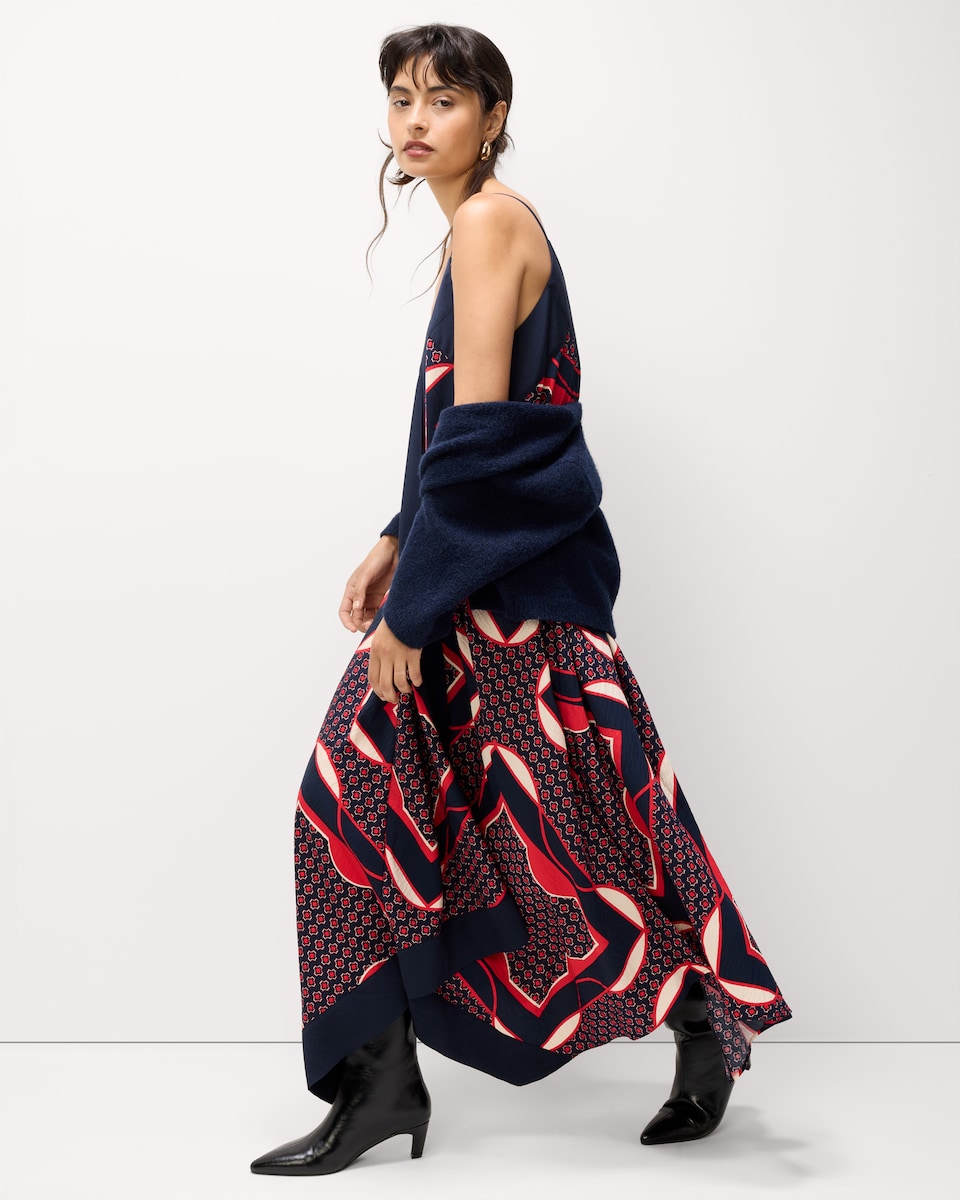 image 1 of F&F Hanky Hem Maxi Dress in Navy