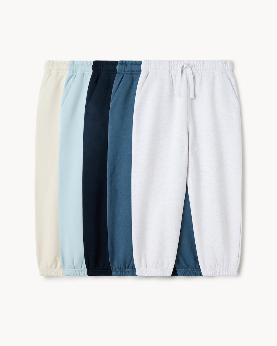 image 1 of F&F Boys 5-Pack Cotton Rich Cuffed Joggers in Blue
