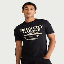 F&F Cotton Rich Delta City Slogan T-Shirt in Black
