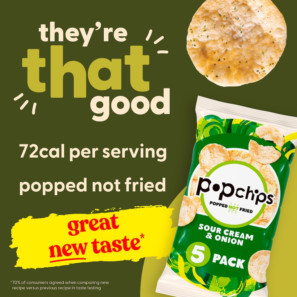 image 1 of Popchips Sour Cream & Onion Multipack Crisps 5x17g