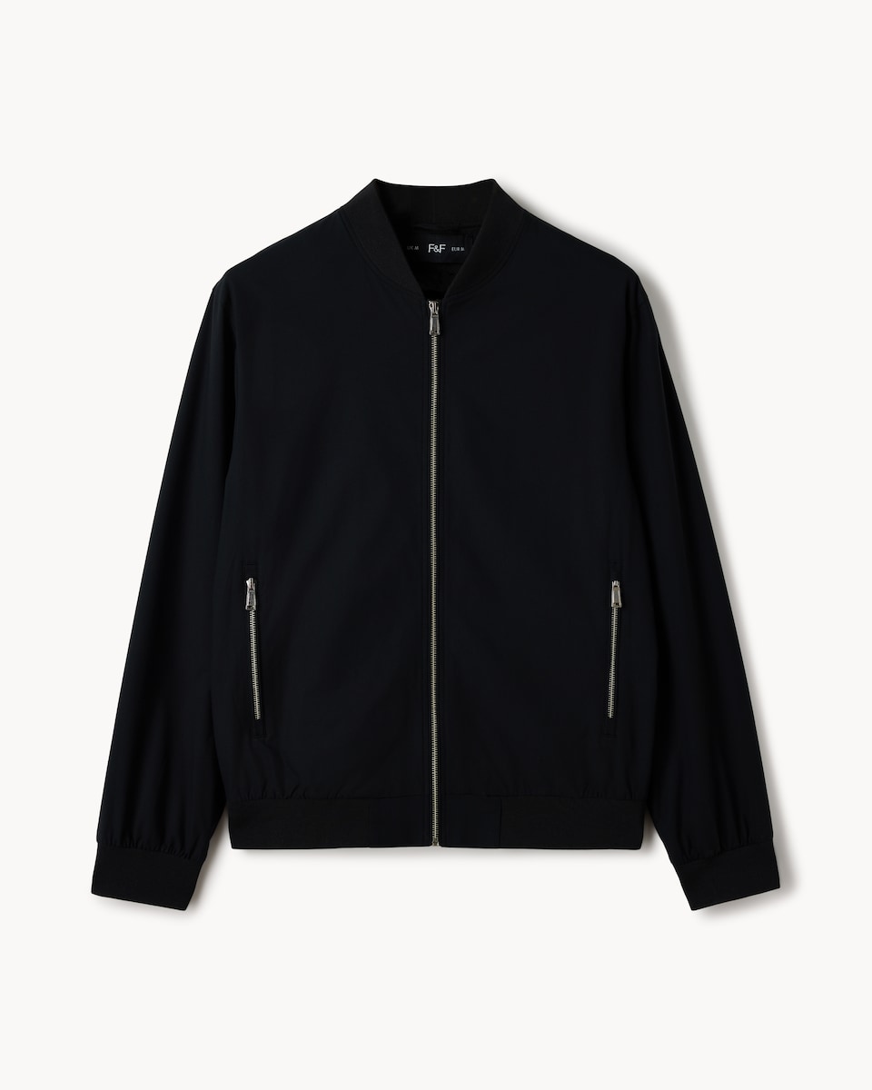 image 1 of F&F Zip Up Bomber Jacket in Black