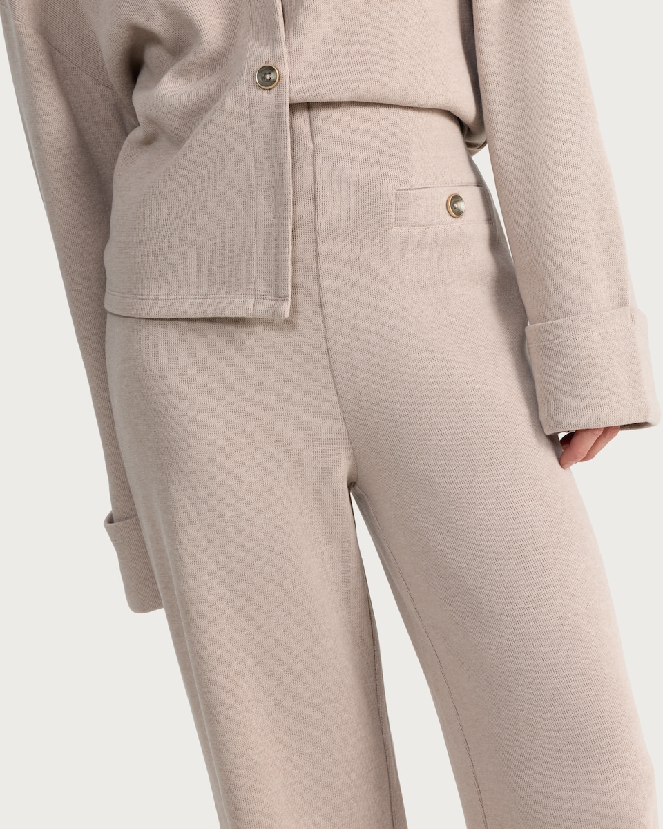 image 1 of F&F Textured Wide Leg Button Detail Trousers in Neutral