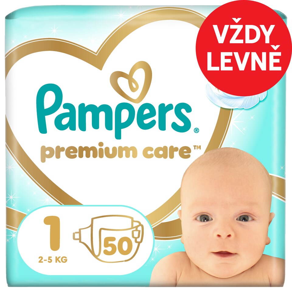 Obrázek 1 pro produkt Pampers Premium Care Velikost 1, 50 Dětské Plenky, 2kg-5kg