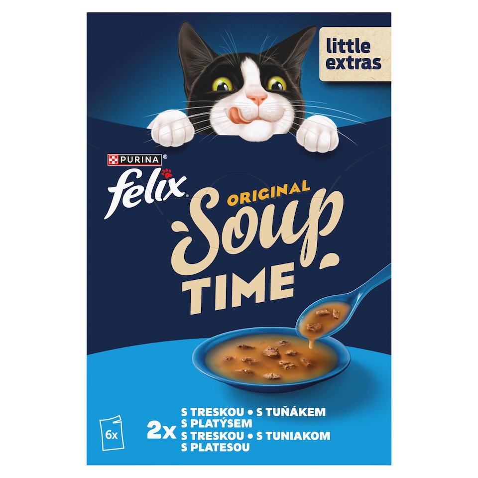 Felix Soup polévky pro kočky treska, tuňák, platýs 6 x 48g
